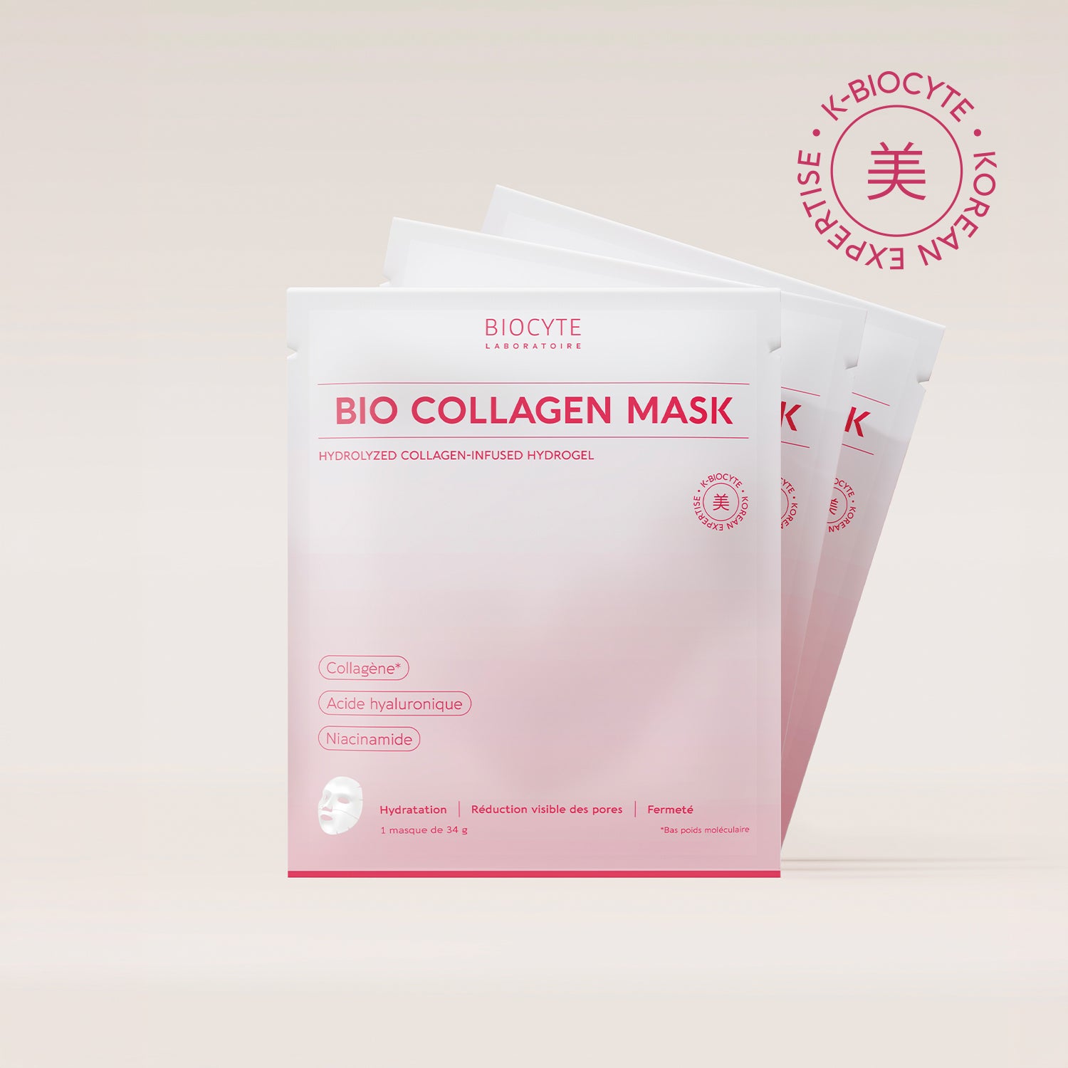 biocyte-k-biocyte-bio-collagen-mask-hydrogel-lot-de-3 image 1